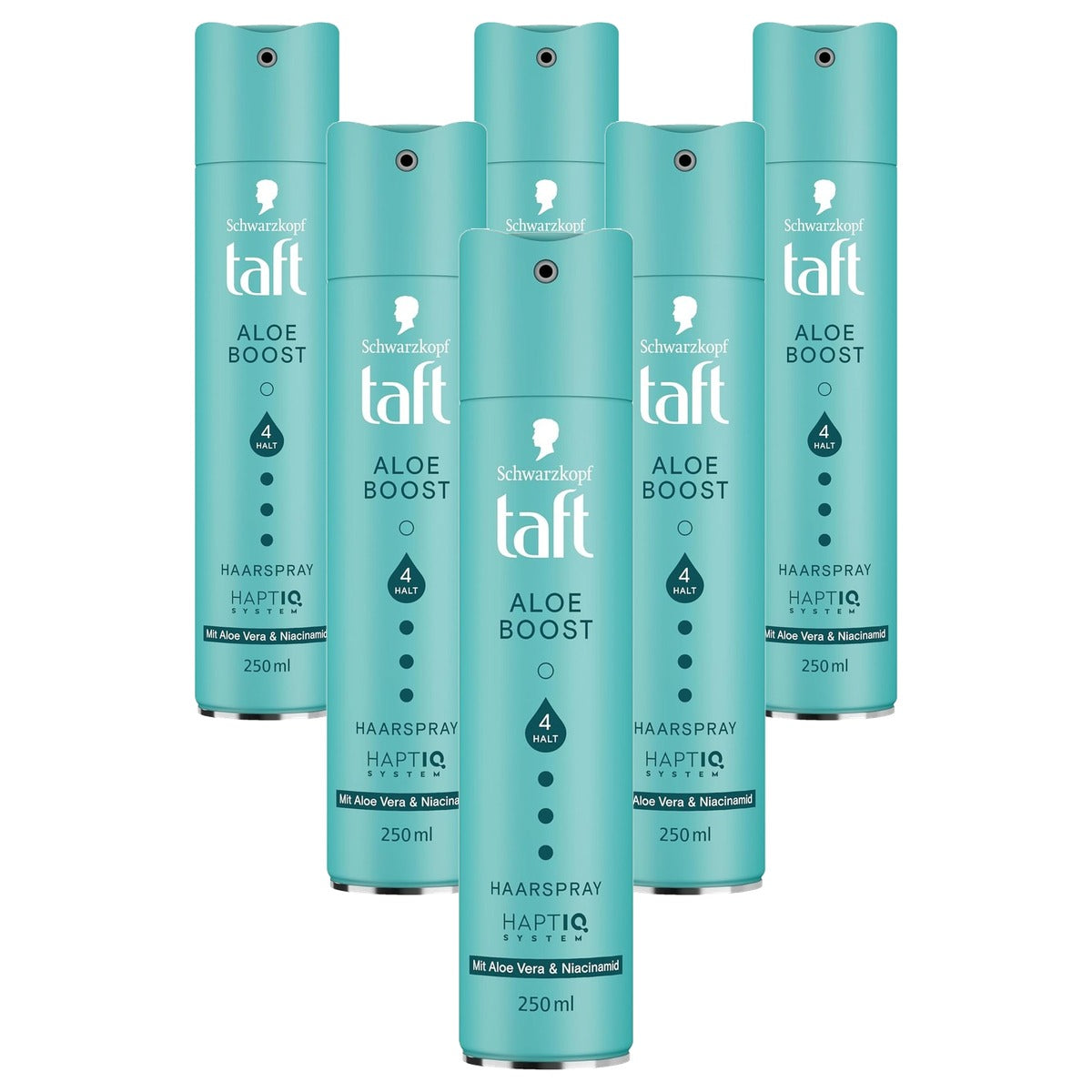 TAFT Haarspray Aloë Boost houdgraad 4 6 x 250 ml - Voordeelverpakking