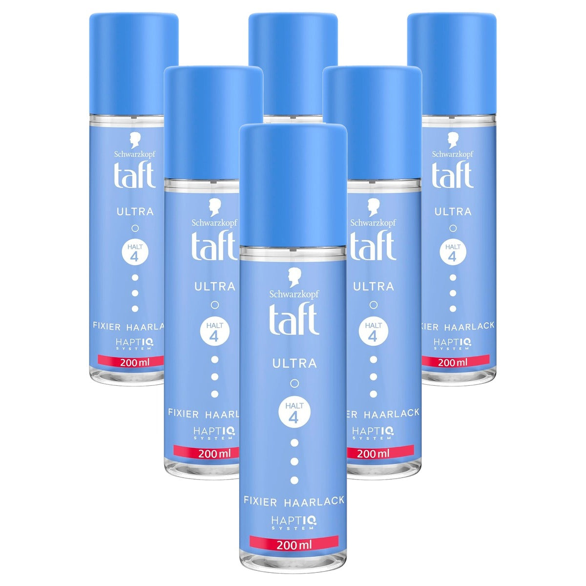 TAFT Ultra Fixier Haarlakpomp Houdgraad 4 6 x 200 ml - Voordeelverpakking