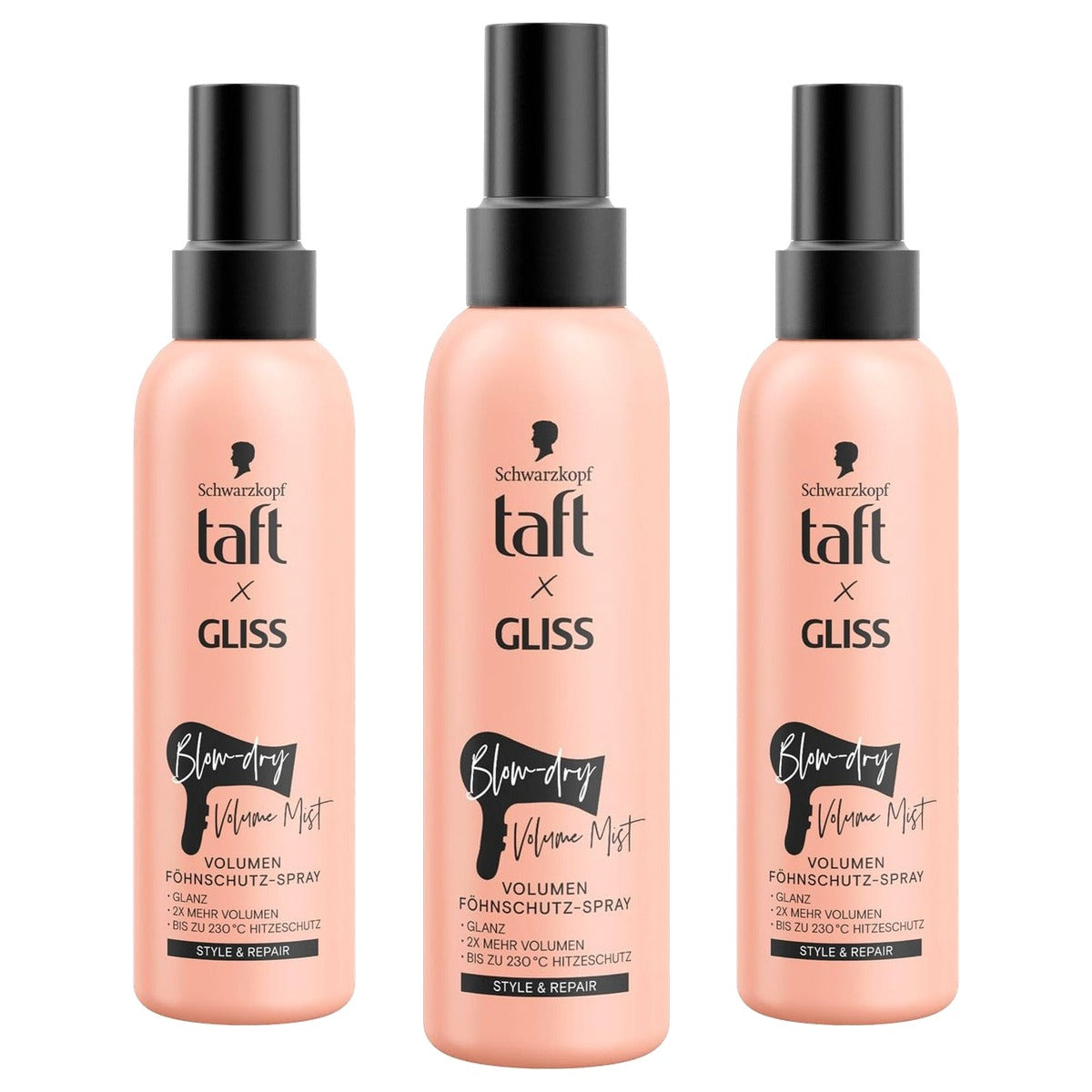 TAFT x Gliss Volume Blow-dry Volume Mist 3 x 150 ml - Voordeelverpakking