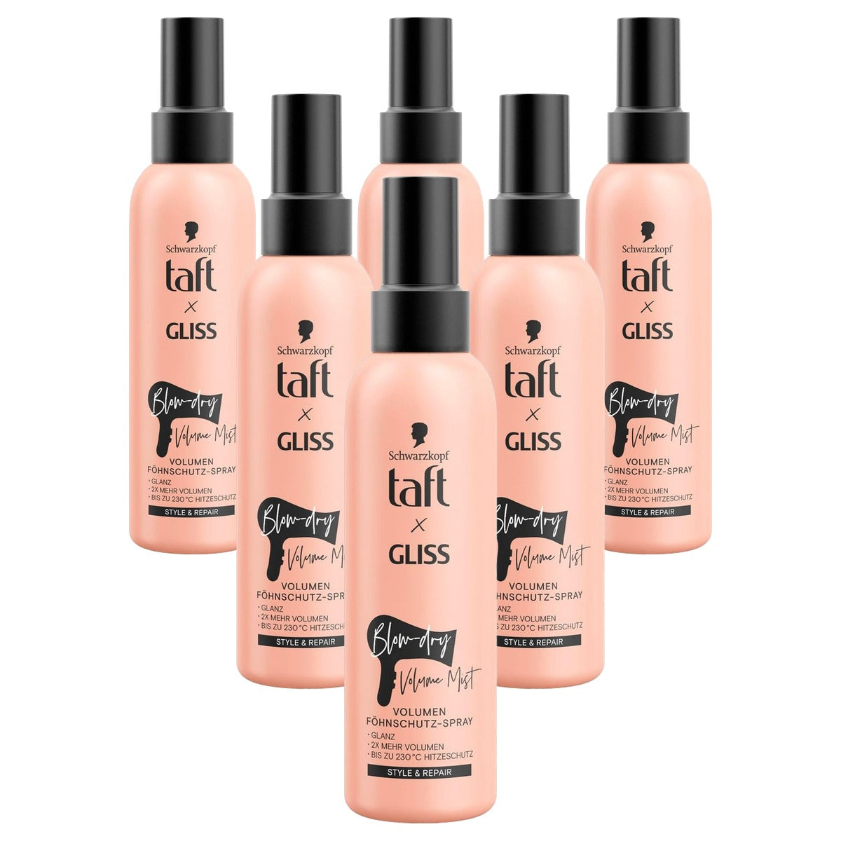 TAFT x Gliss Volume Blow-dry Volume Mist 6 x 150 ml - Voordeelverpakking