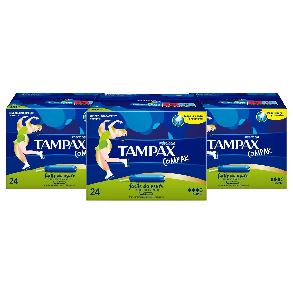 Tampax Compak Super X24 Kegels met applicator - 3-pack