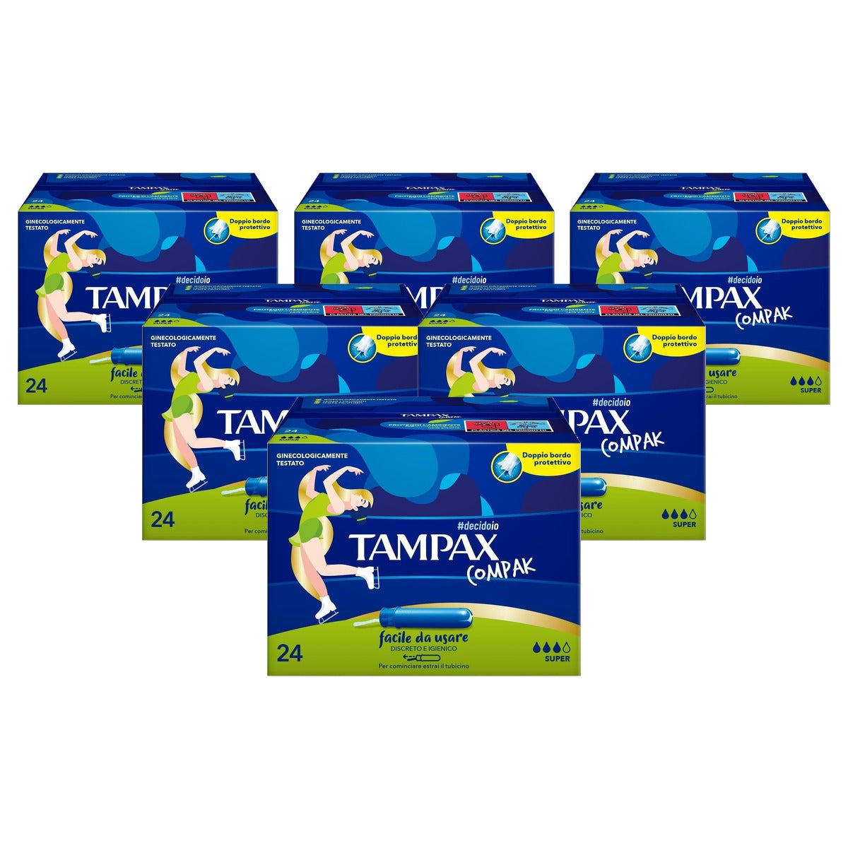 Tampax Compak Super X24 Kegels met applicator - 6-pack