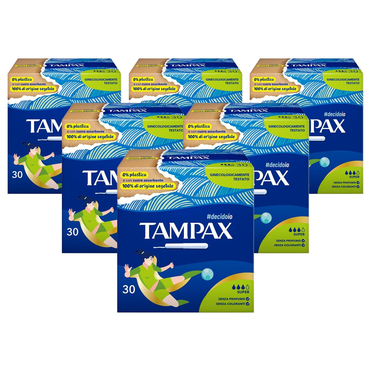 Tampax Super Tamponsück 6 x 30 st - Voordeelverpakking