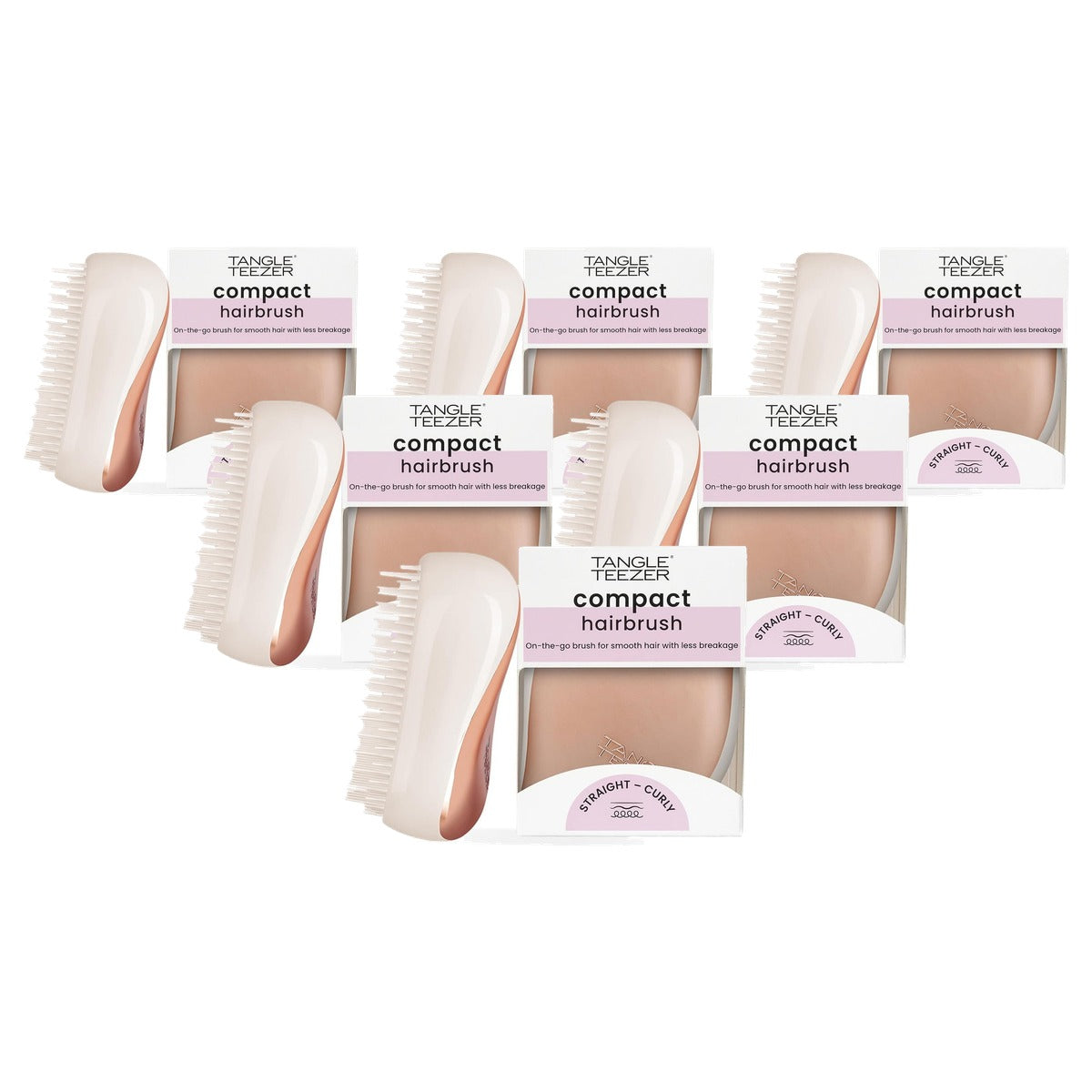 Tangle Teezer Compact Styler Detangler Haarborstel Roségoud en Ivoor - 6-pack