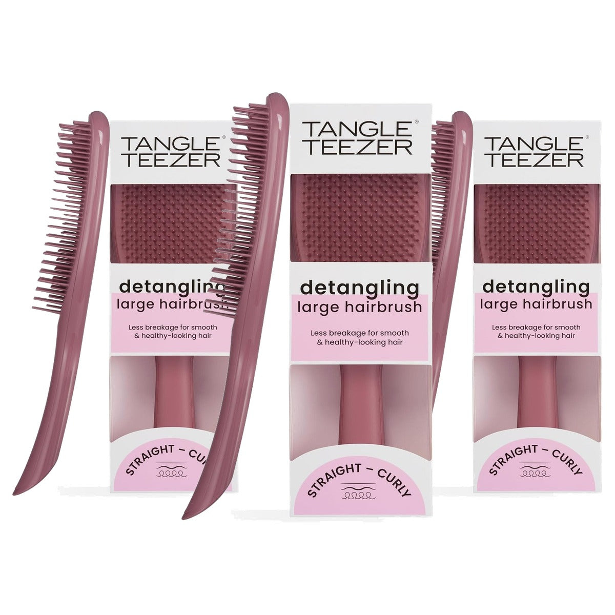 Tangle Teezer Grote Ultimate Detangler Haarborstel Roze Fluweel - 3-pack