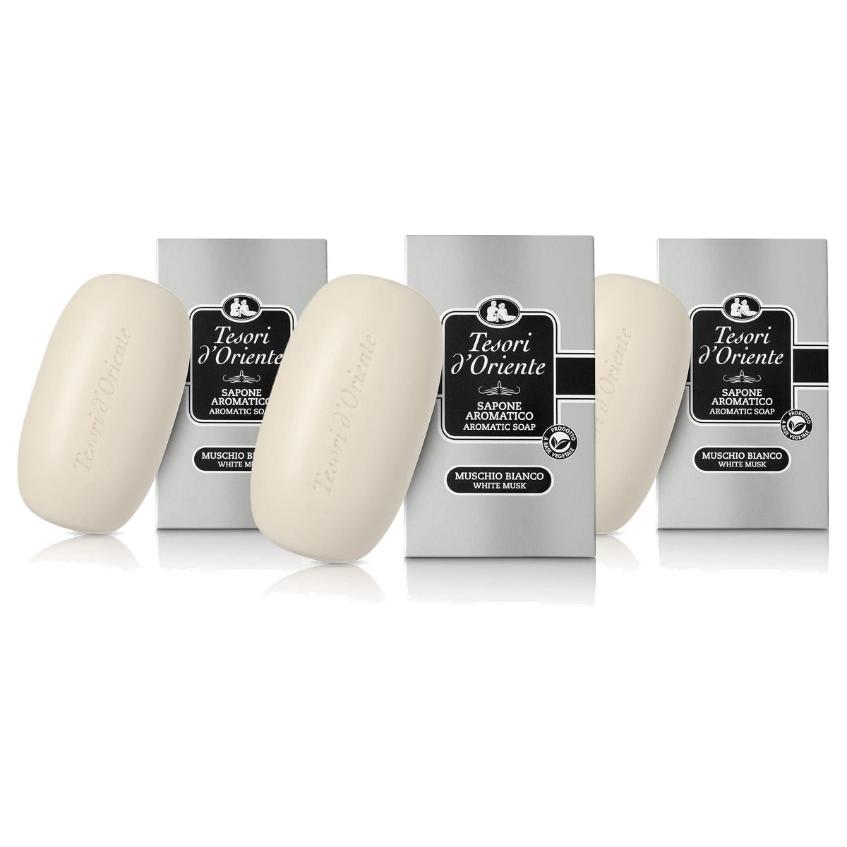 Tesori d'Oriente Aromatische vaste Zeep Witte Muskus 3 x 125 gram - Voordeelverpakking