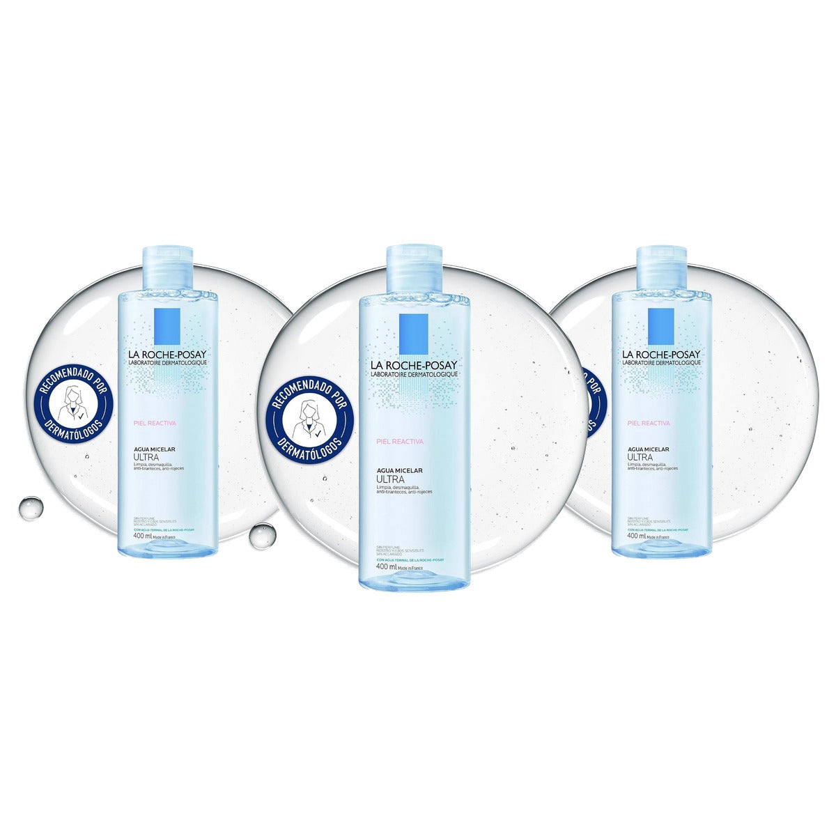 La Roche-Posay Toleriane Micellair Water Reactieve Huid Gezicht 400 ml - 3-pack