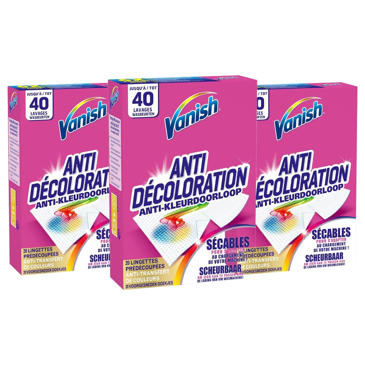 Vanish Oxi Action 2-in-1 anti-verkleuringsdoekjes - 3-pack