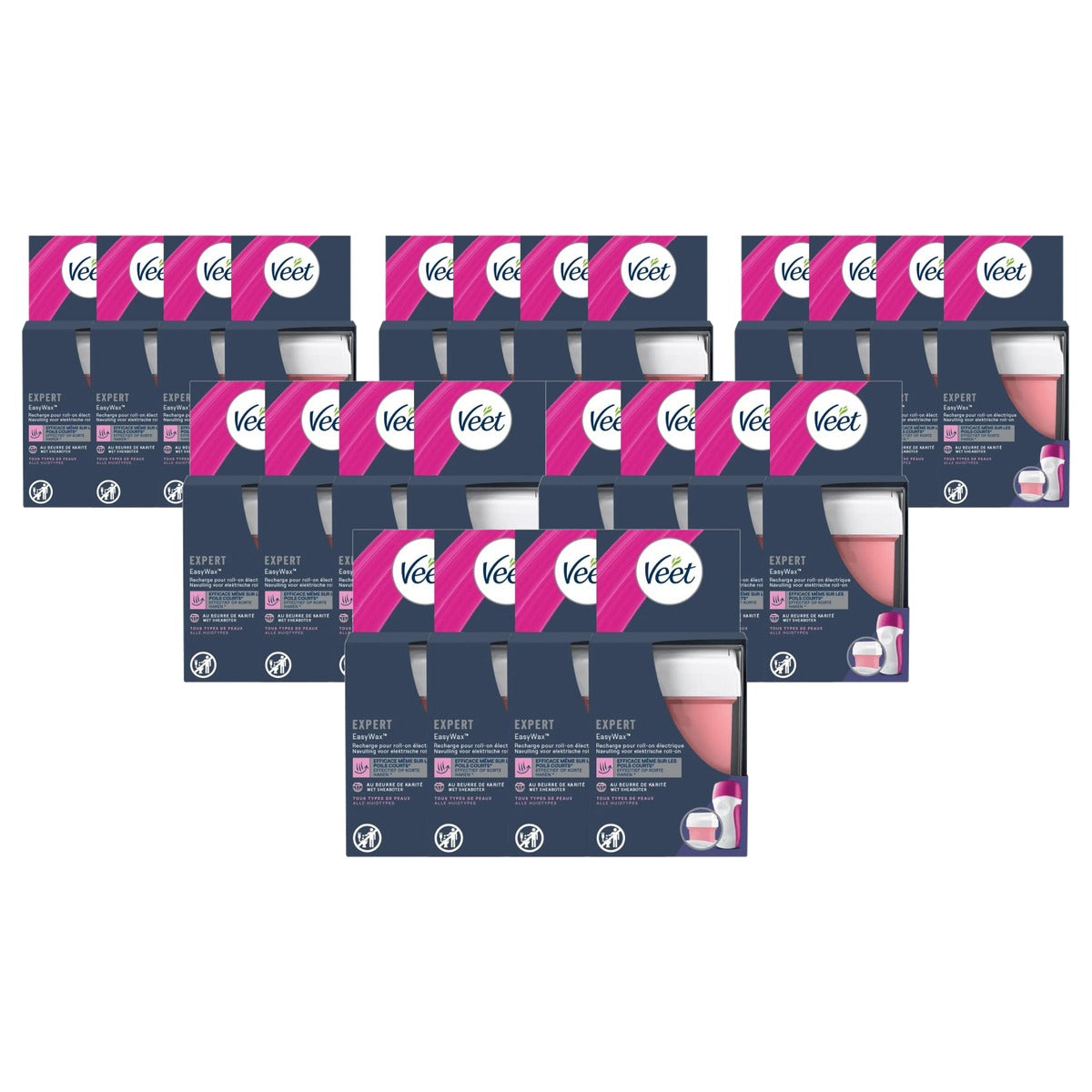 Veet EasyWaxTM 4 navullingen wax armen en benen sheaboter 6 x 50 ml - Voordeelverpakking