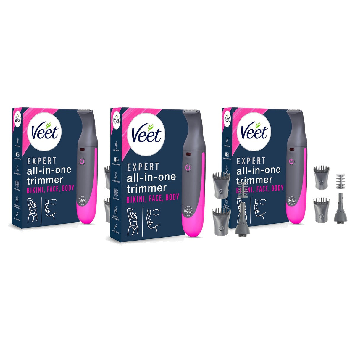 Veet Expert Intimate Trimmer voor gezicht en intieme zones - 3-pack