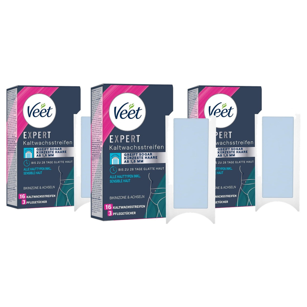 Veet Expert Koude Wasstrips Bikinizone & Oksels 16 strips - 3-pack