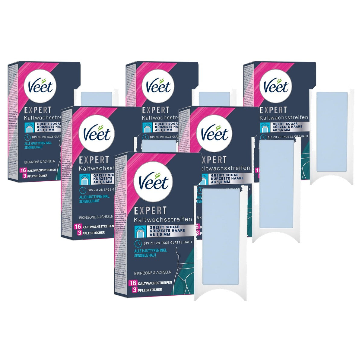 Veet Expert Koude Wasstrips Bikinizone & Oksels 16 strips - 6-pack