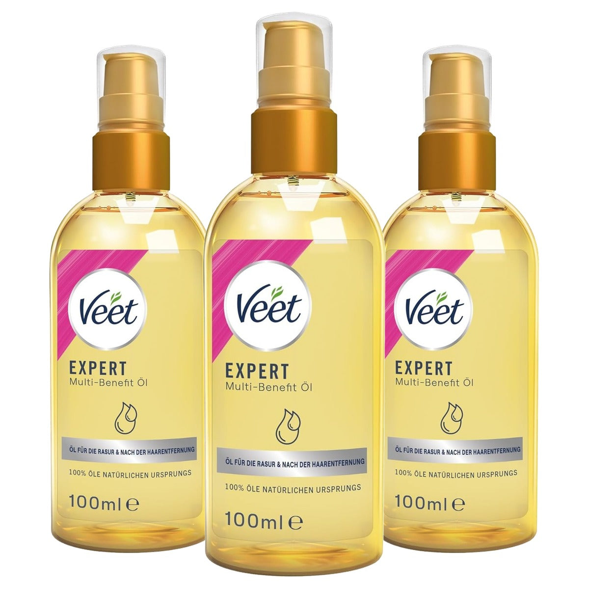 Veet Expert Multi-Benefit olie voor scheren en ontharen 3 x 100 ml - Voordeelverpakking