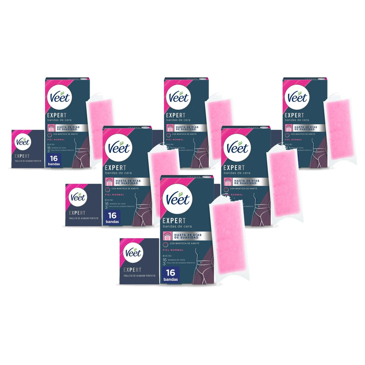 Veet Expert Ontharingsbanden Bikinilijn met karitéboter, 16 strips - 6-pack