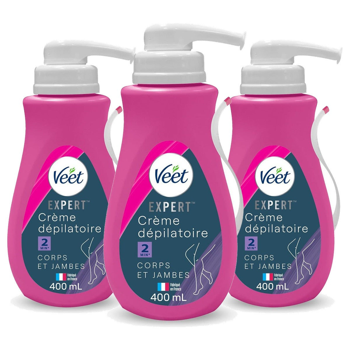 Veet Expert Ontharingscrème hardnekkig haar lichaam en benen 3 x 400 ml - Voordeelverpakking
