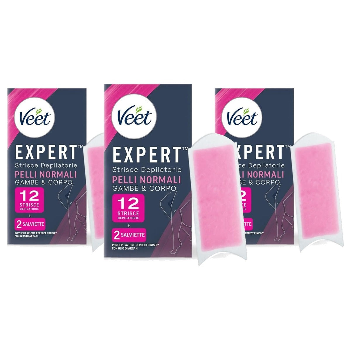 Veet Expert strips lichaam en benen normale huid, 12 strips - 3-pack