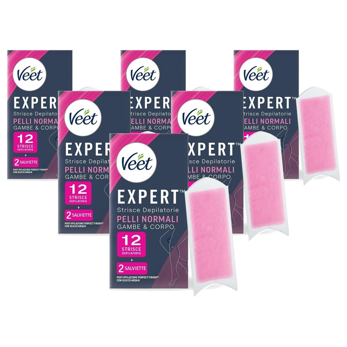 Veet Expert strips lichaam en benen normale huid, 12 strips - 6-pack