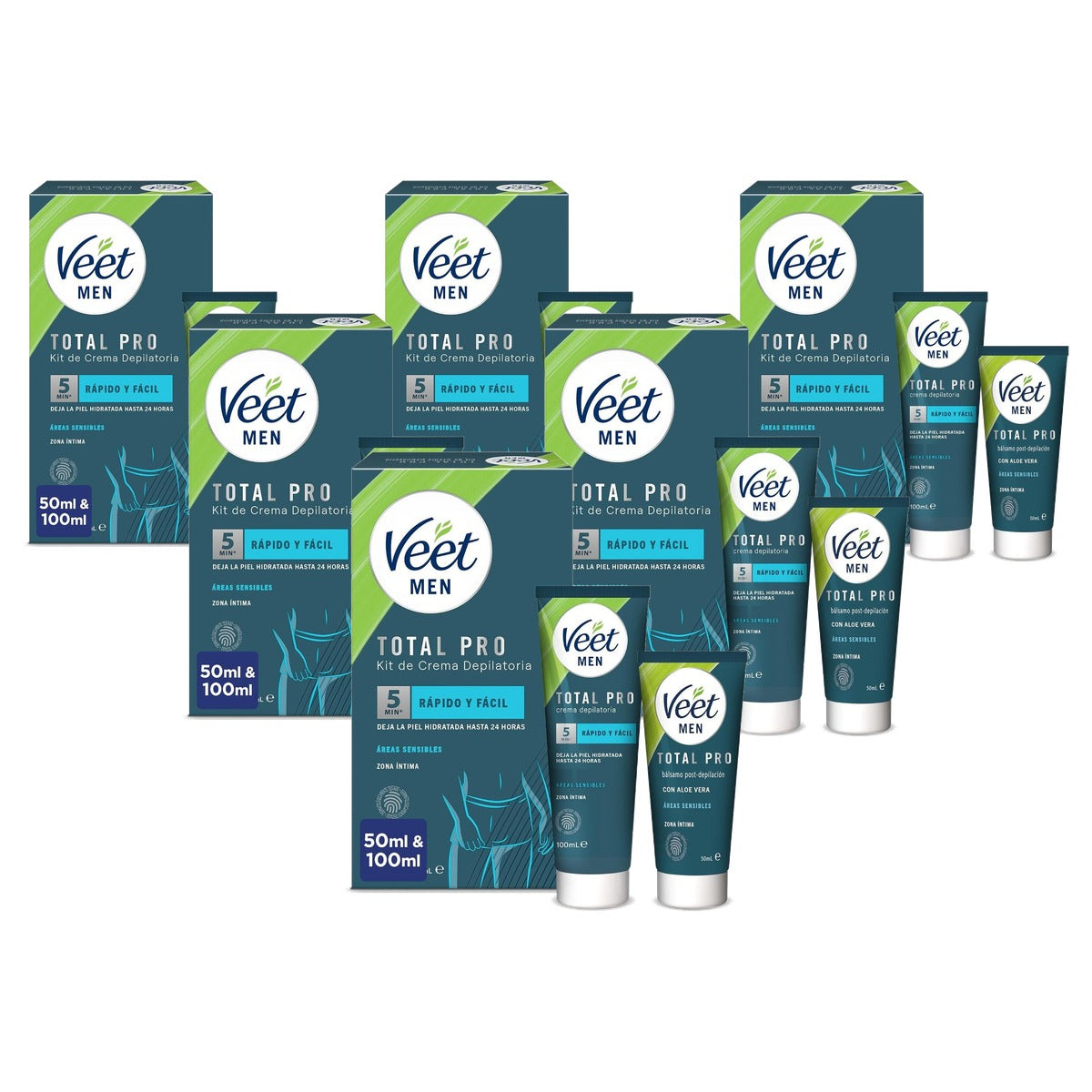 Veet Men Intieme ontharingsset & 50 ml 6 x 100 ml - Voordeelverpakking