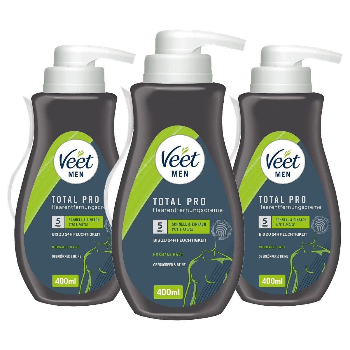 Veet Men Ontharingscrème bovenlichaam en benen 3 x 400 ml - Voordeelverpakking