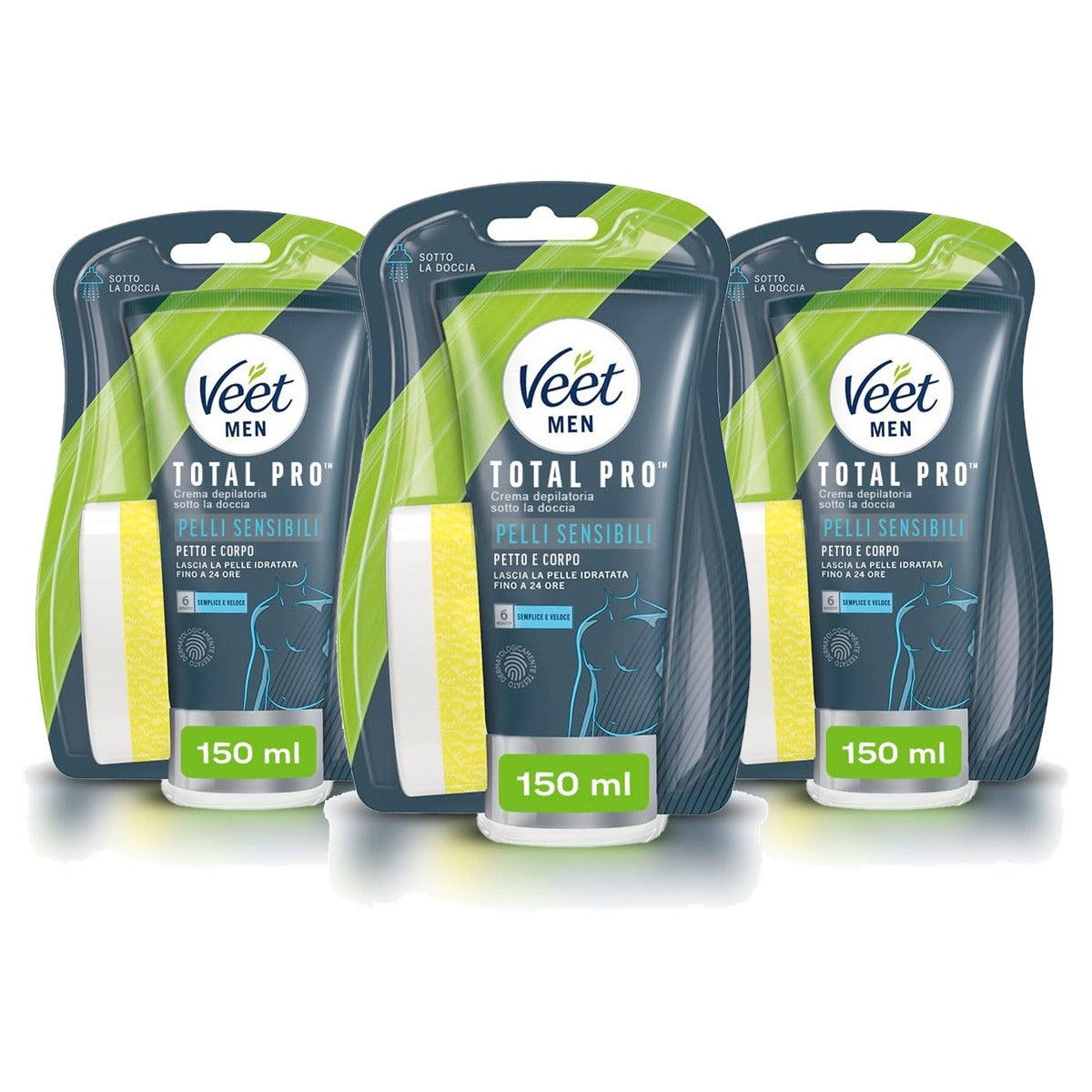 Veet Men ontharingscrème gevoelige huid 3 x 150 ml - Voordeelverpakking