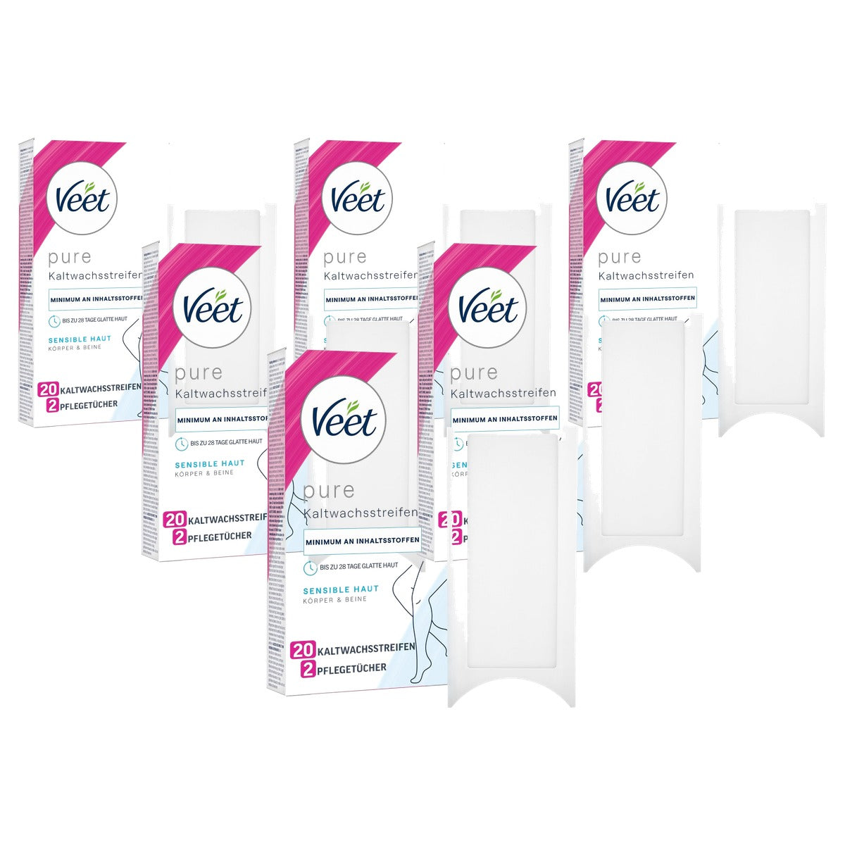 Veet Pure Koude Wasstrips Gevoelige Huid 20 toepassingen - 6-pack