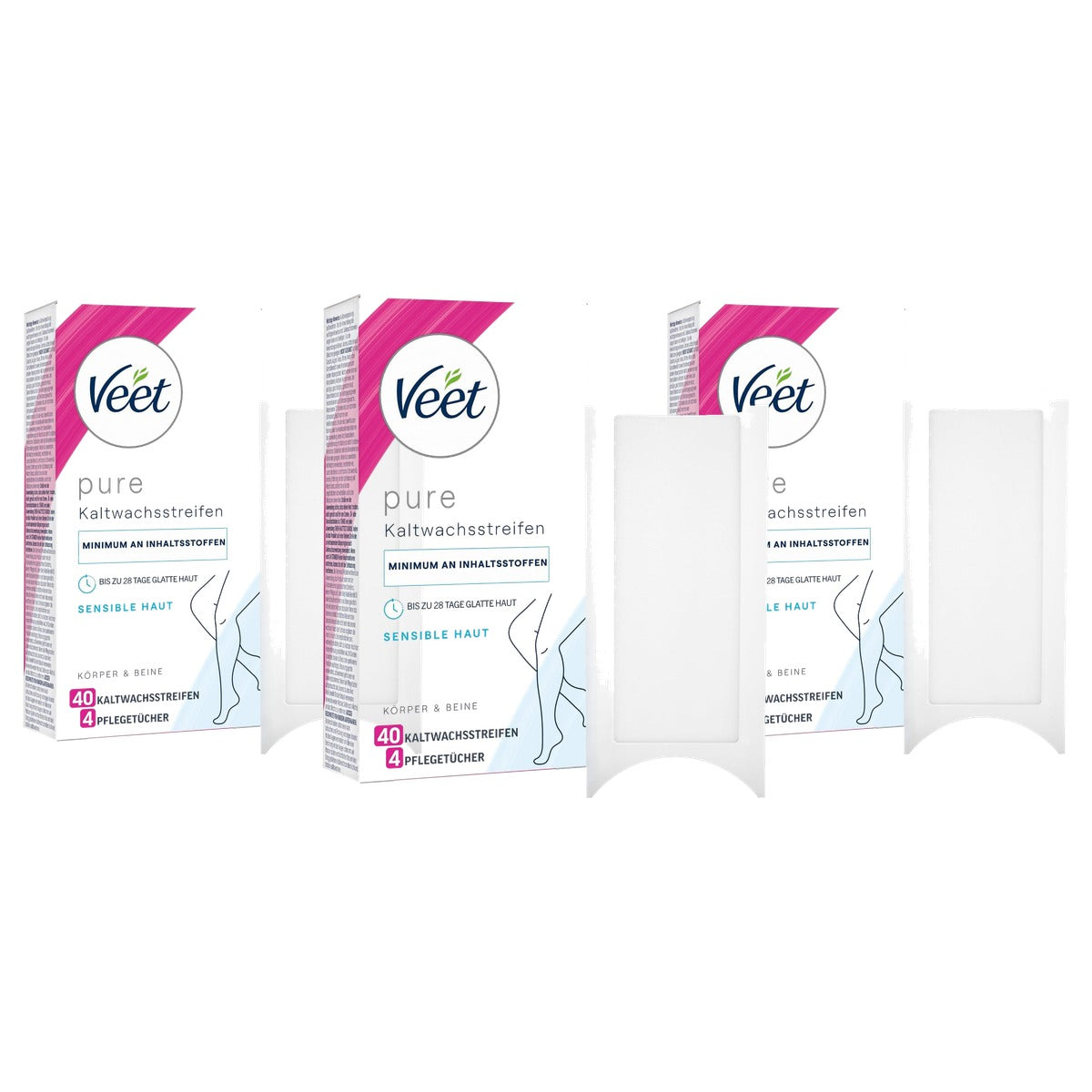 Veet Pure koude wasstrips lichaam en benen 3 x 40 stuks - Voordeelverpakking
