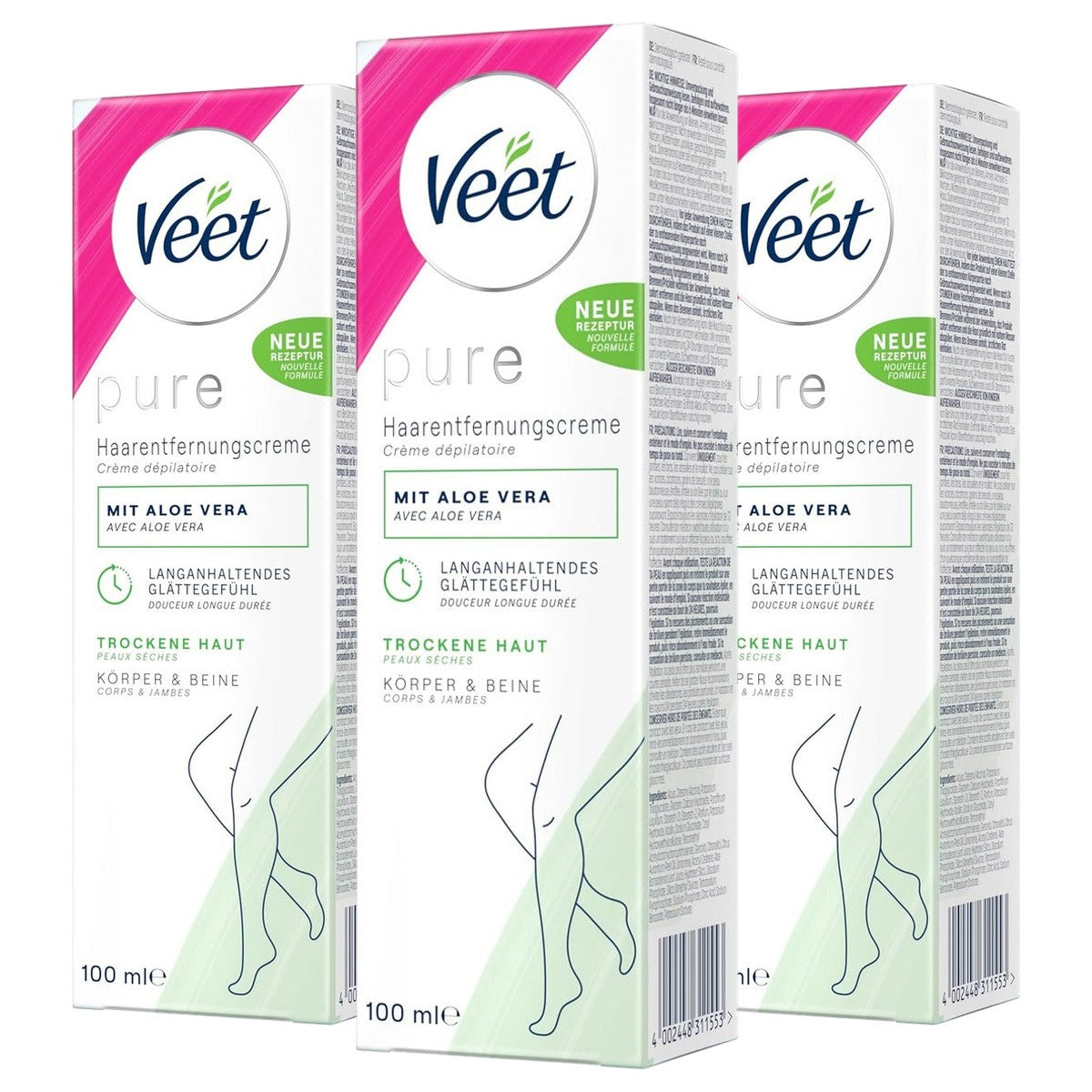 Veet Pure ontharingscrème droge huid 3 x 100 ml - Voordeelverpakking