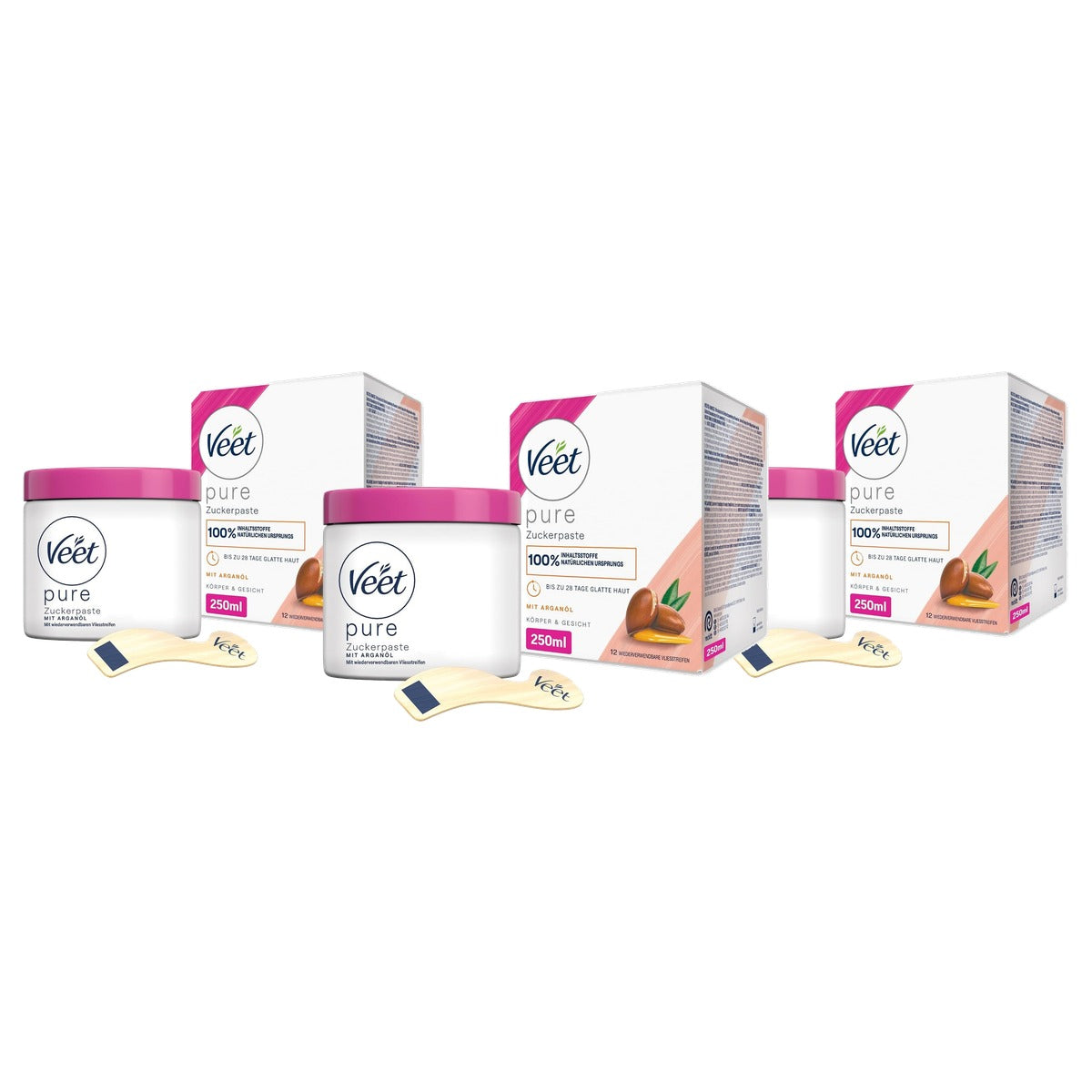 Veet Pure suikerpasta met arganolie 3 x 250 ml - Voordeelverpakking
