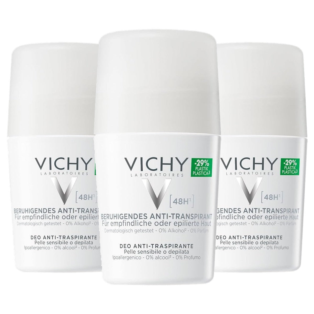 Vichy Anti-transpirant 48 uur Roll-on voor Gevoelige Huid 50 ml - 3-pack