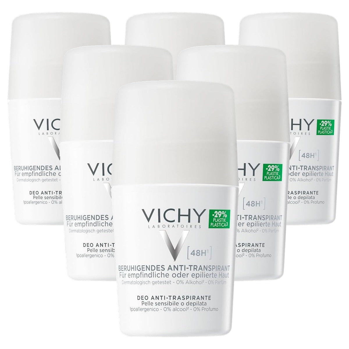 Vichy Anti-transpirant 48 uur Roll-on voor Gevoelige Huid 50 ml - 6-pack