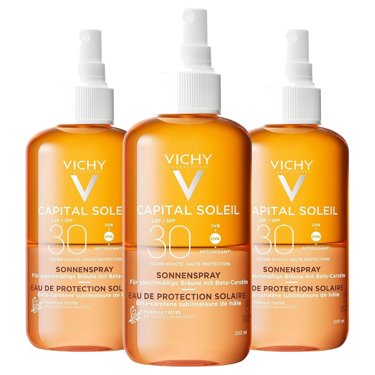 Vichy Capital Soleil Intensieve Bruiningsspray SPF 30, 200 ml - 3-pack