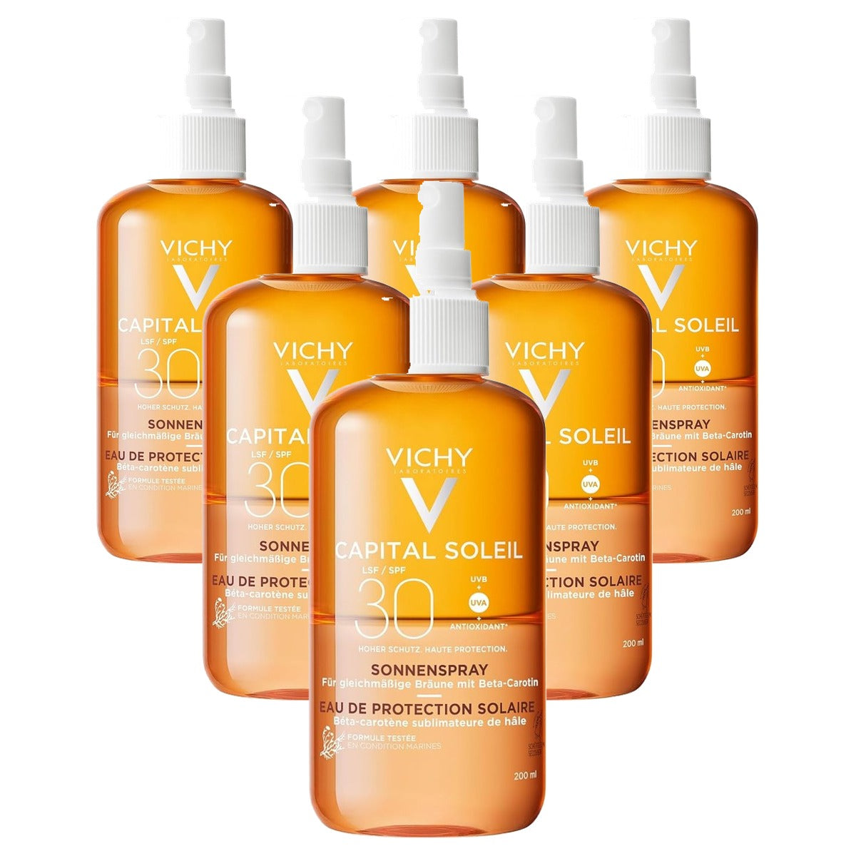 Vichy Capital Soleil Intensieve Bruiningsspray SPF 30, 200 ml - 6-pack