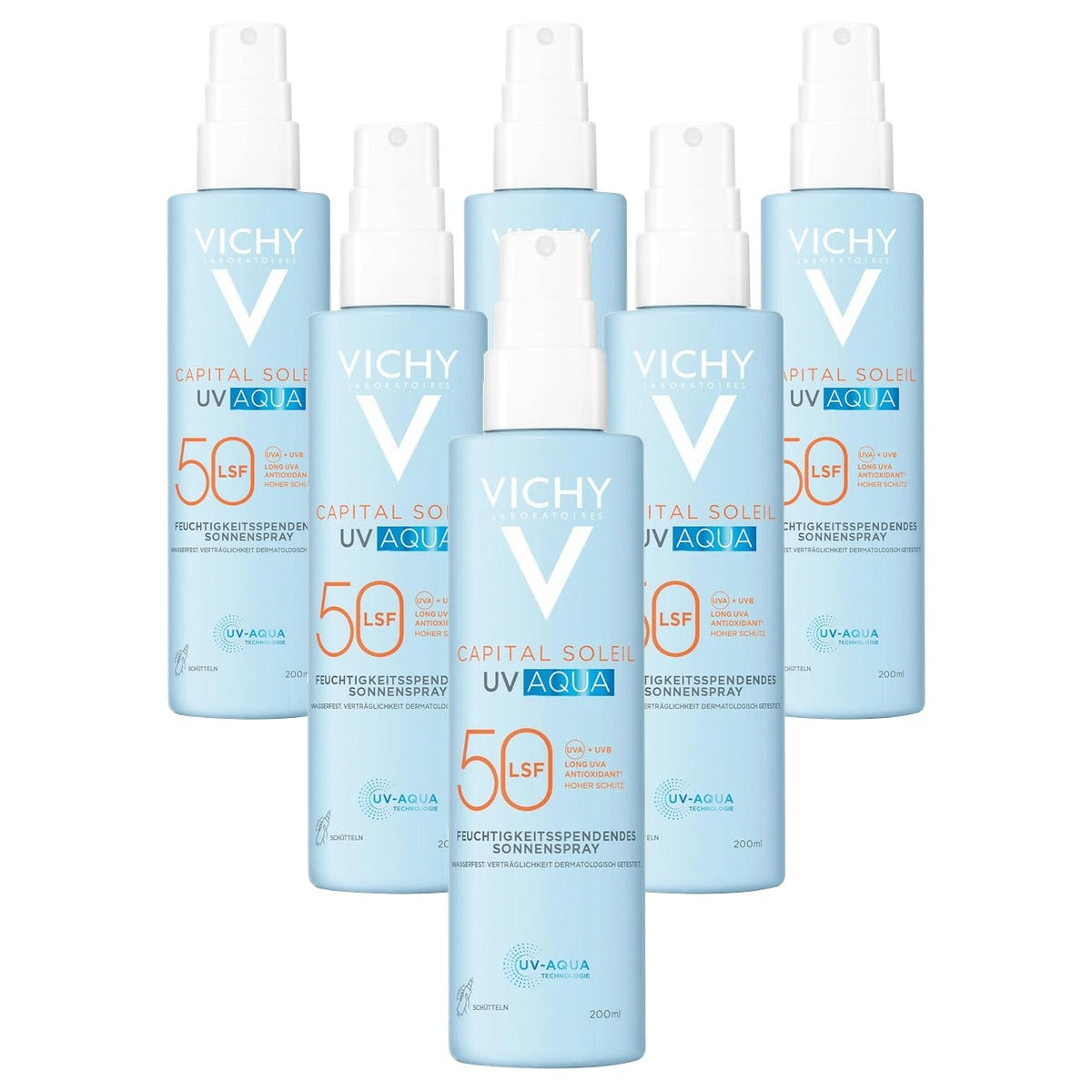 Vichy Capital Soleil UV Aqua Zonnebrandspray Lichaam SPF 50 200 ml - 6-pack