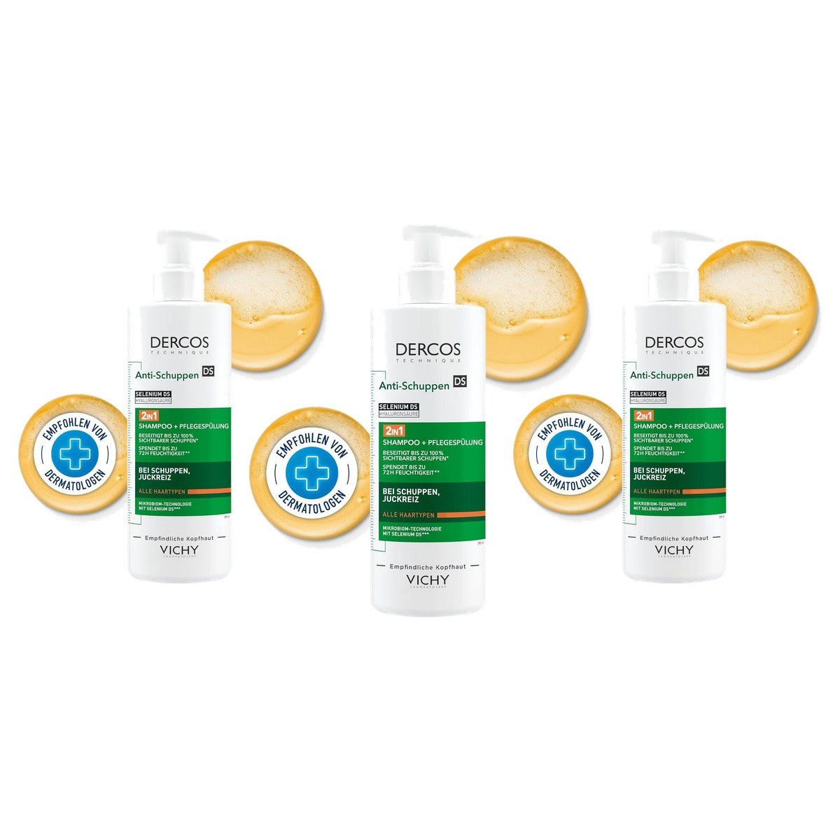 Vichy Dercos 2-in-1 Anti-roos Shampoo en Verzorgende Conditioner 390 ml - 3-pack