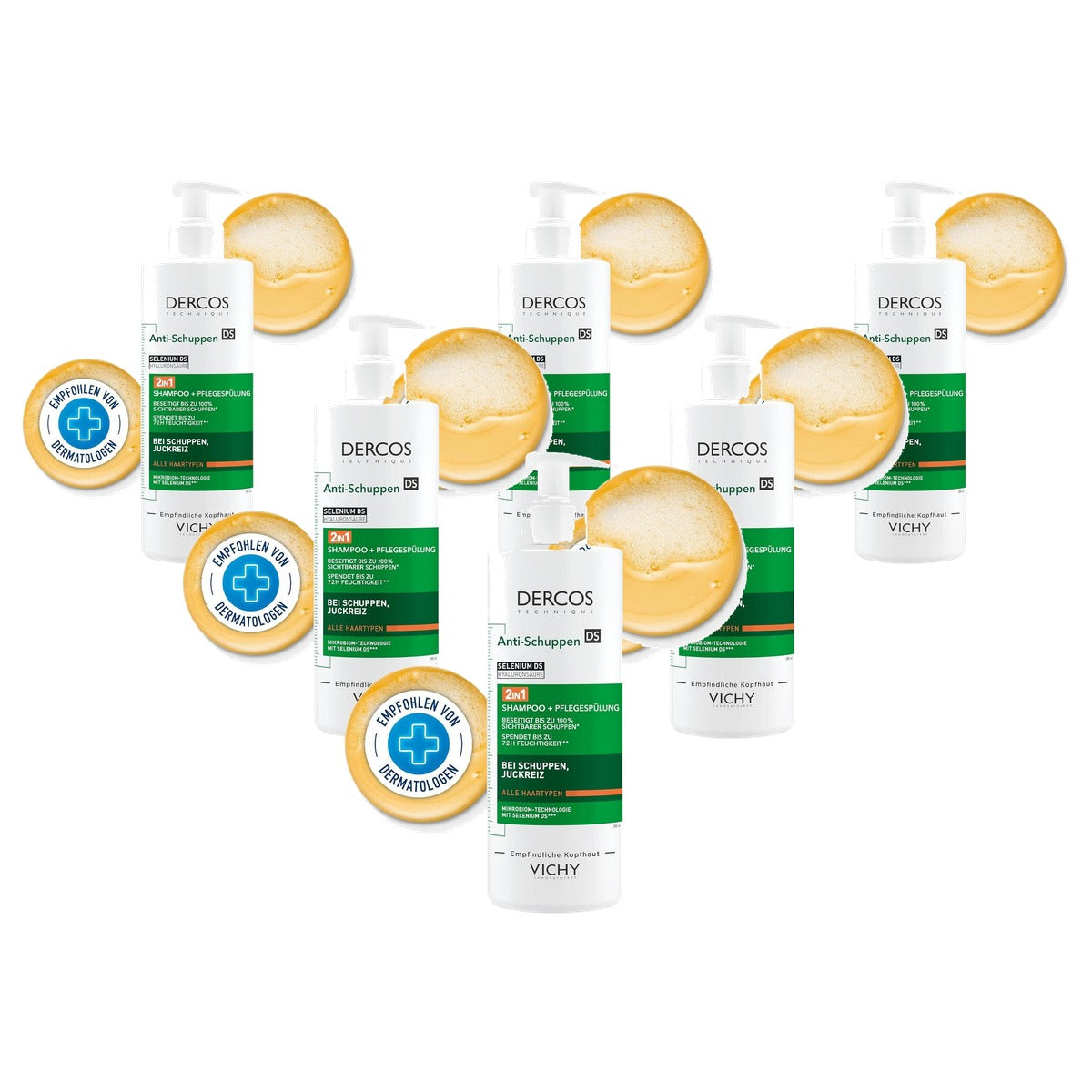Vichy Dercos 2-in-1 Anti-roos Shampoo en Verzorgende Conditioner 390 ml - 6-pack