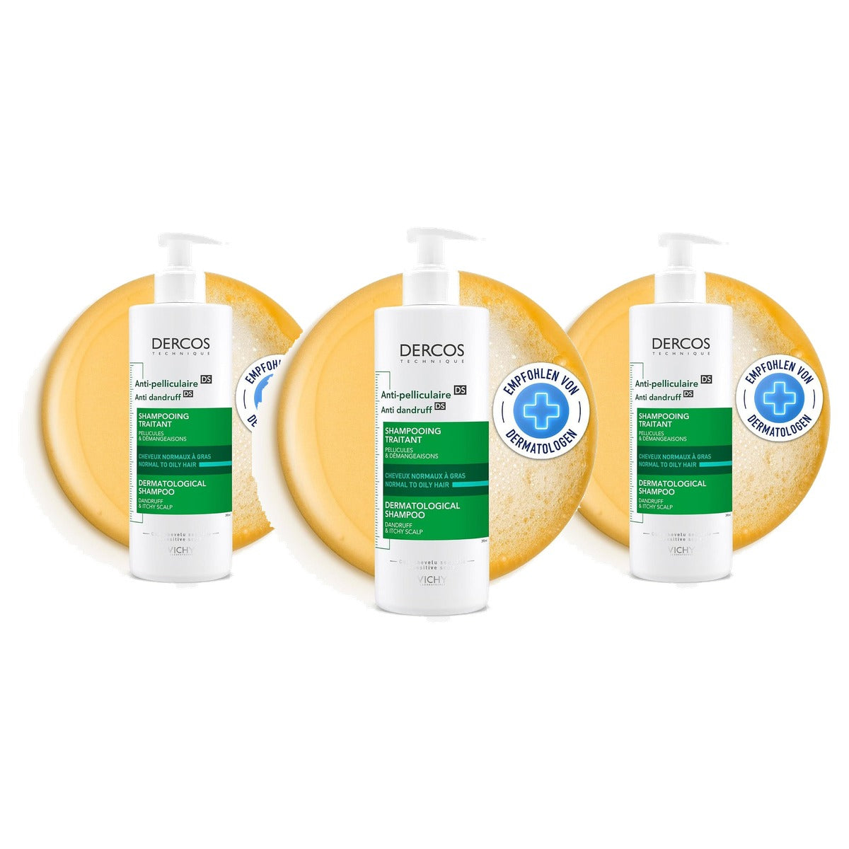 Vichy Dercos Anti-roos Shampoo voor Vette Hoofdhuid 390 ml - 3-pack