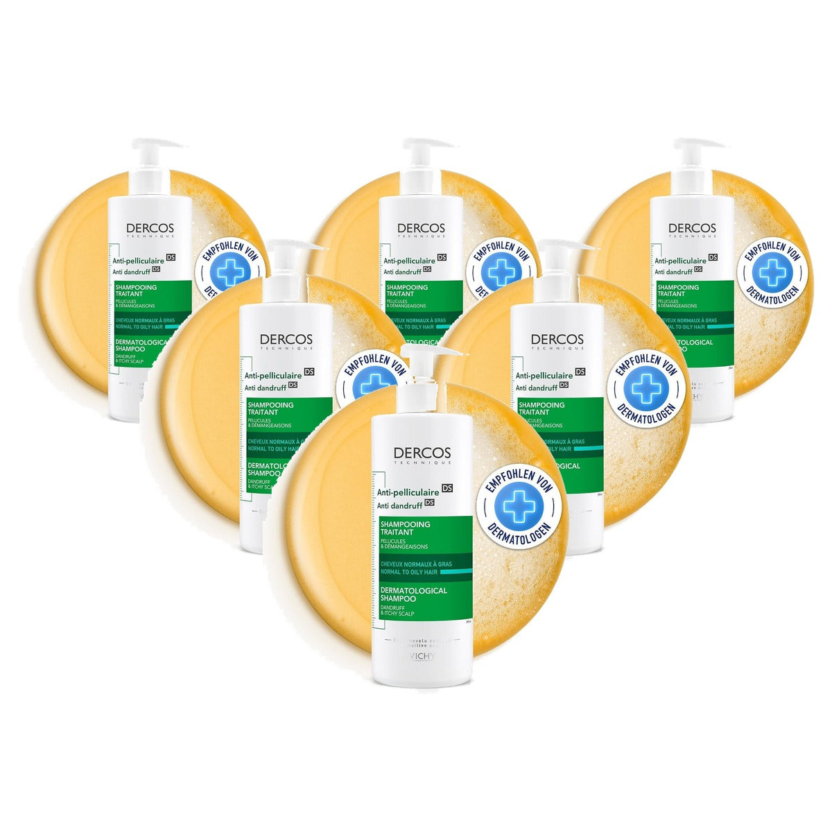 Vichy Dercos Anti-roos Shampoo voor Vette Hoofdhuid 390 ml - 6-pack
