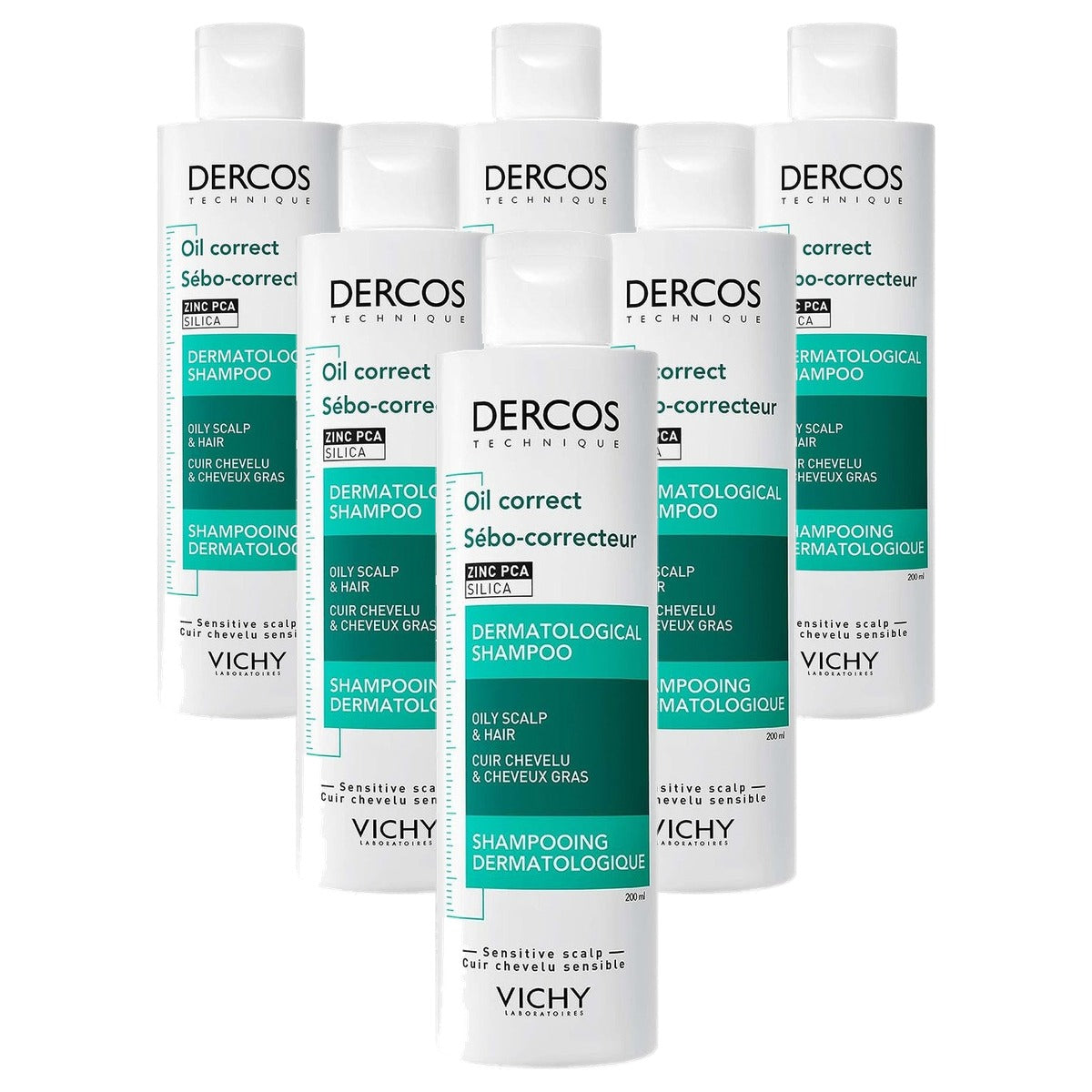 Vichy Dercos Technique Oil Control Shampoo voor Vette Hoofdhuid 200 ml - 6-pack