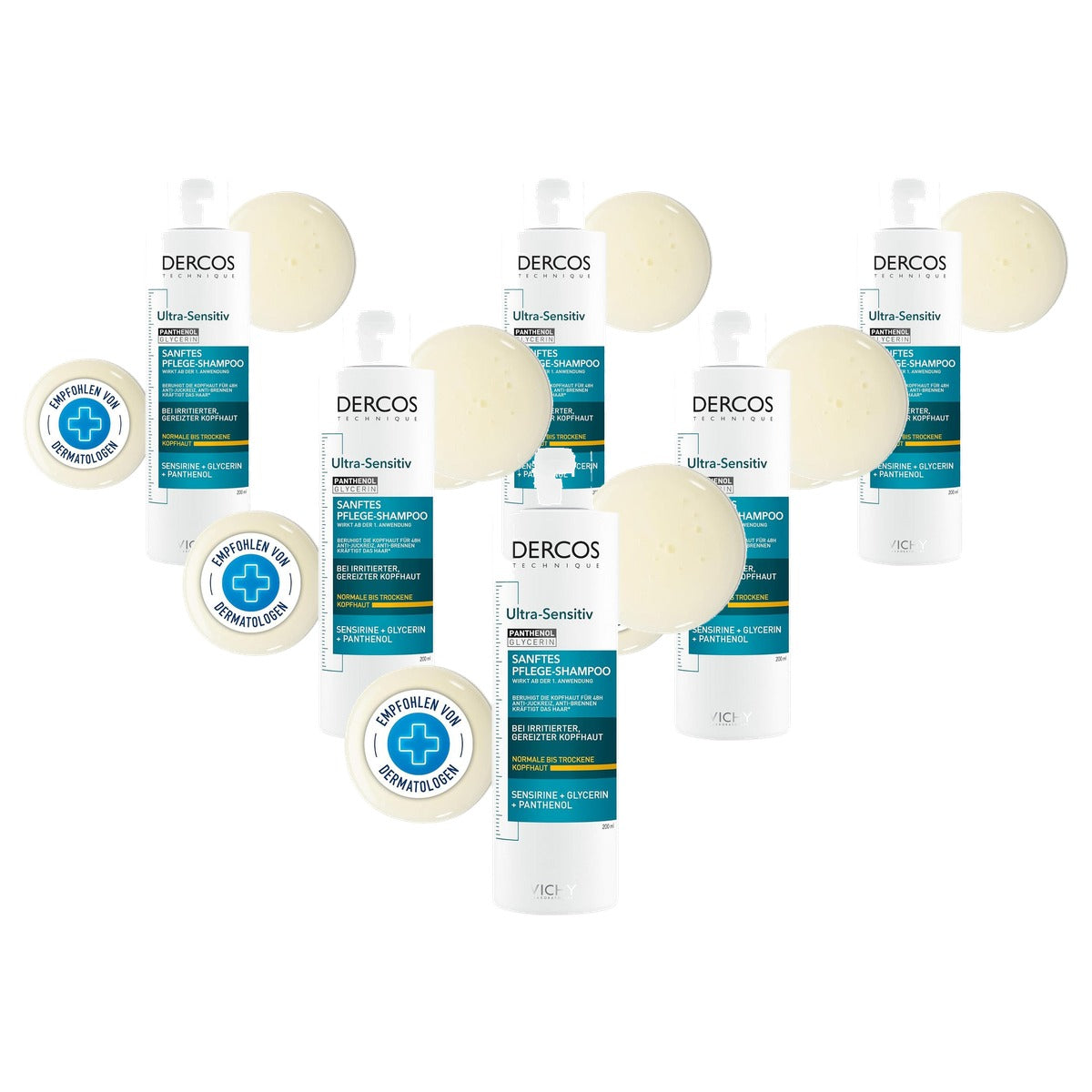Vichy Dercos Ultragevoelige Shampoo voor Droge Hoofdhuid, 200 ml - 6-pack