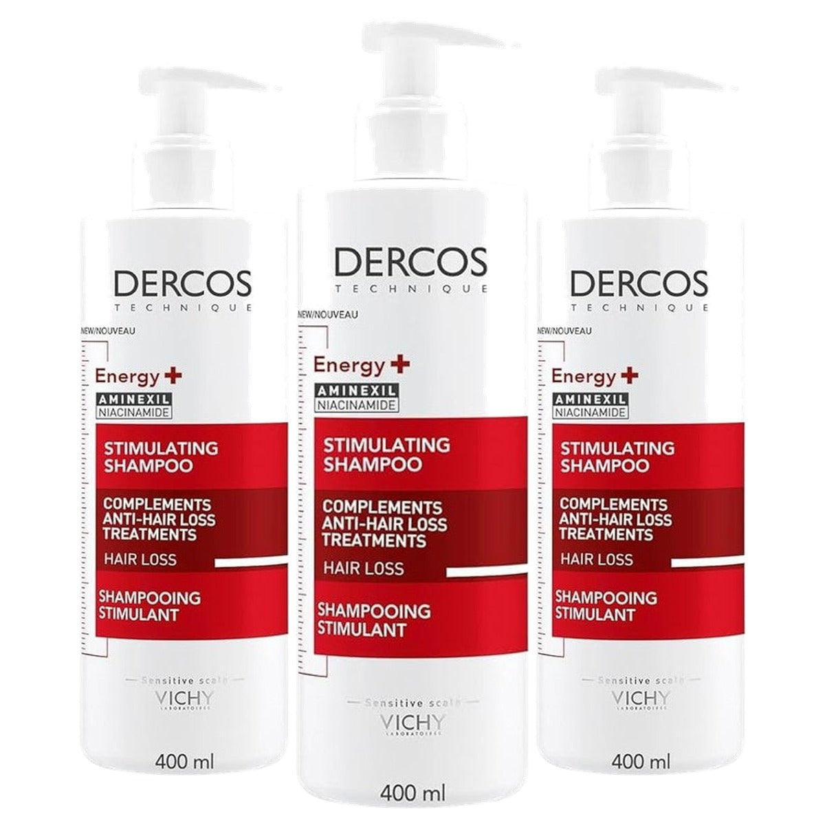 Vichy Dercos Vital Shampoo tegen Haaruitval met Aminexil 400 ml - 3-pack