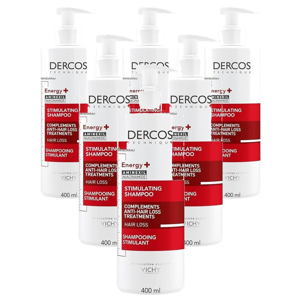 Vichy Dercos Vital Shampoo tegen Haaruitval met Aminexil 400 ml - 6-pack