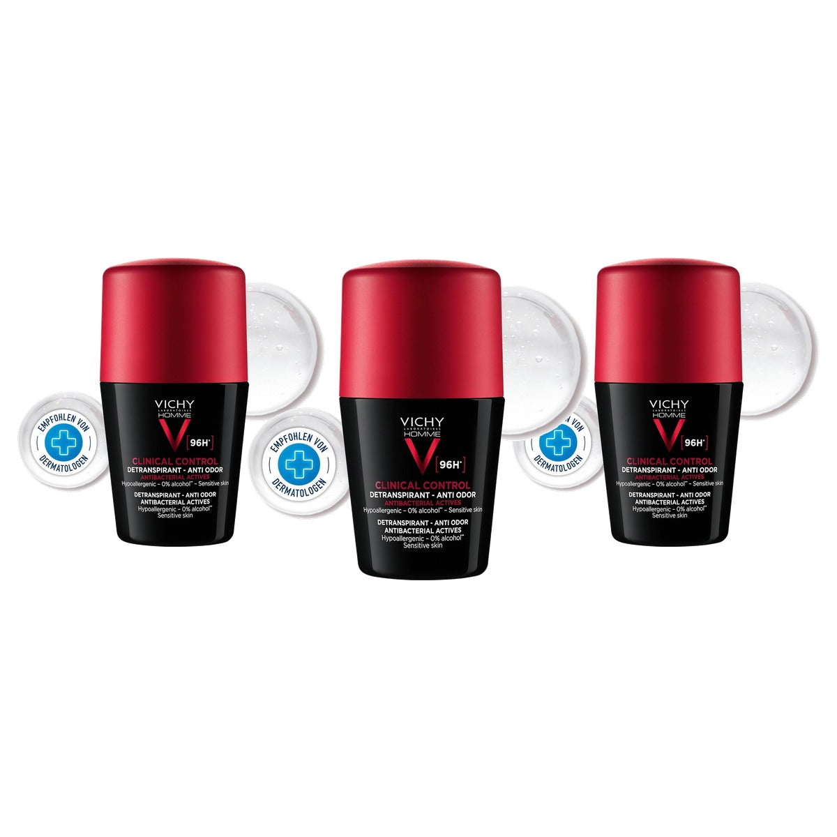 Vichy Homme Clinical Control 96h Deodorant Roll-on 50 ml - 3-pack