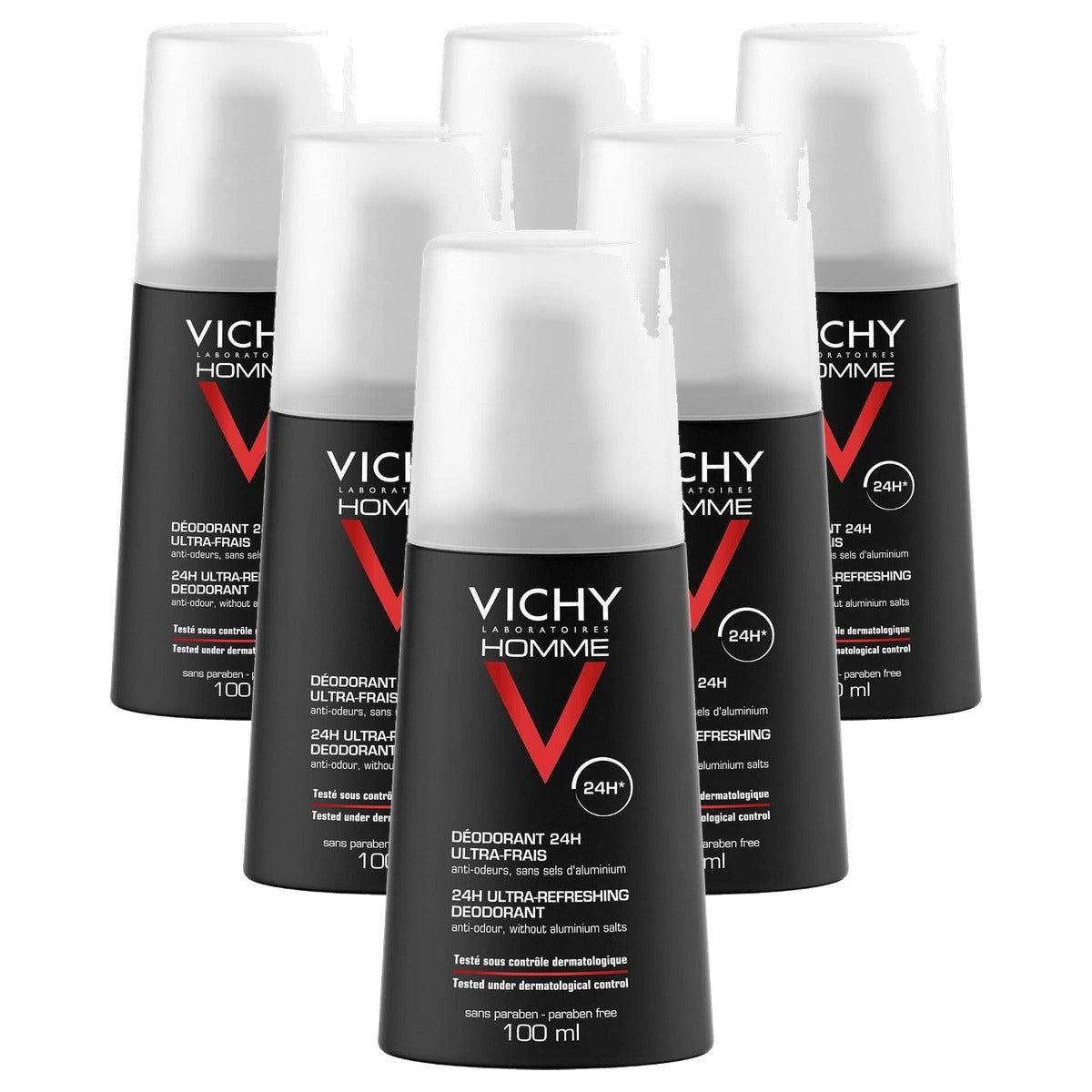 Vichy Homme Deodorant Verstuiver Ultrafris 24 uur Deospray 100 ml - 6-pack