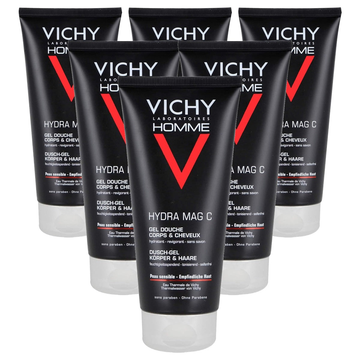 Vichy Homme Hydra Mag C Douchegel voor Lichaam, Gezicht en Haar 200 ml - 6-pack