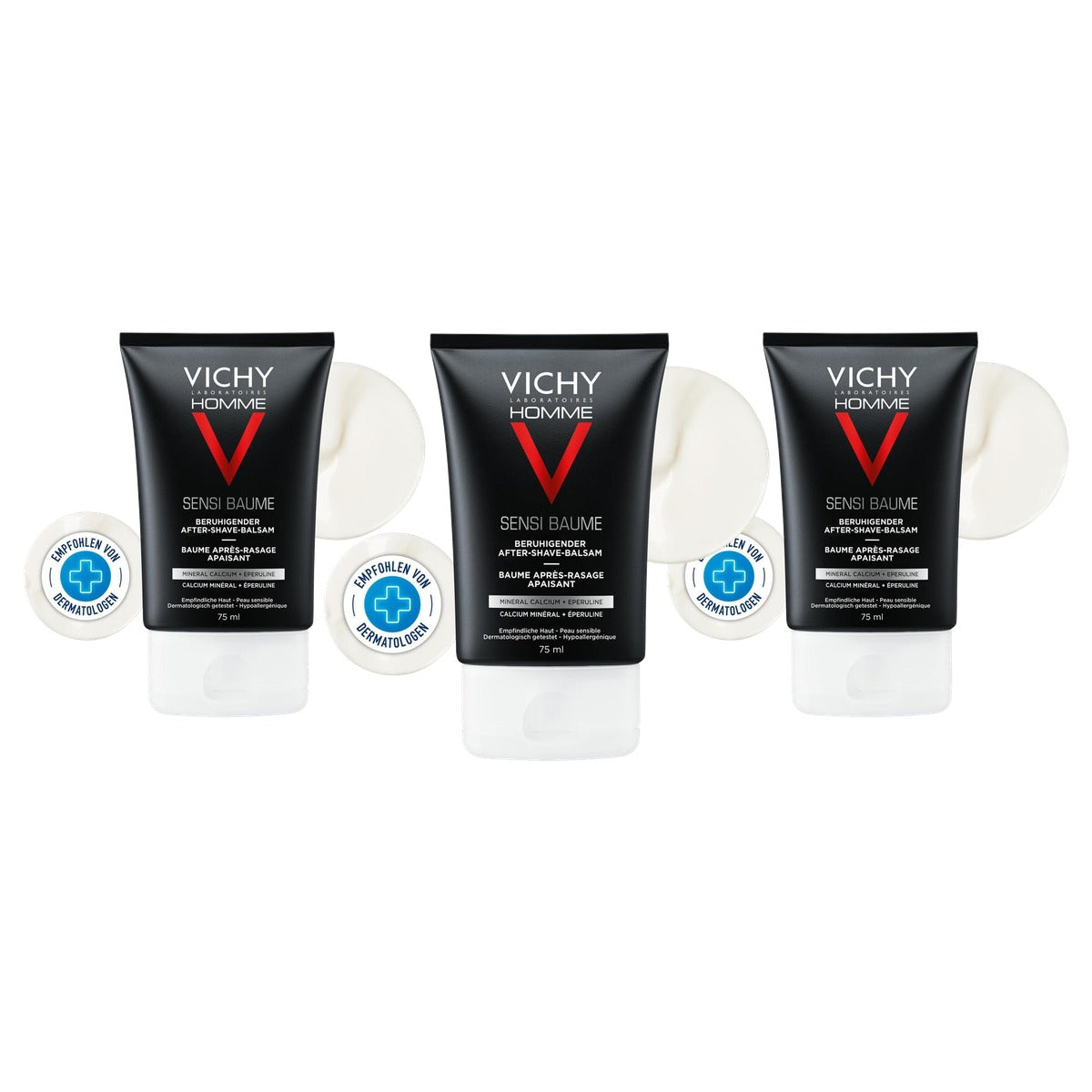Vichy Homme Sensi-Mineraalbalsem voor Gezicht na het Scheren 75 ml - 3-pack