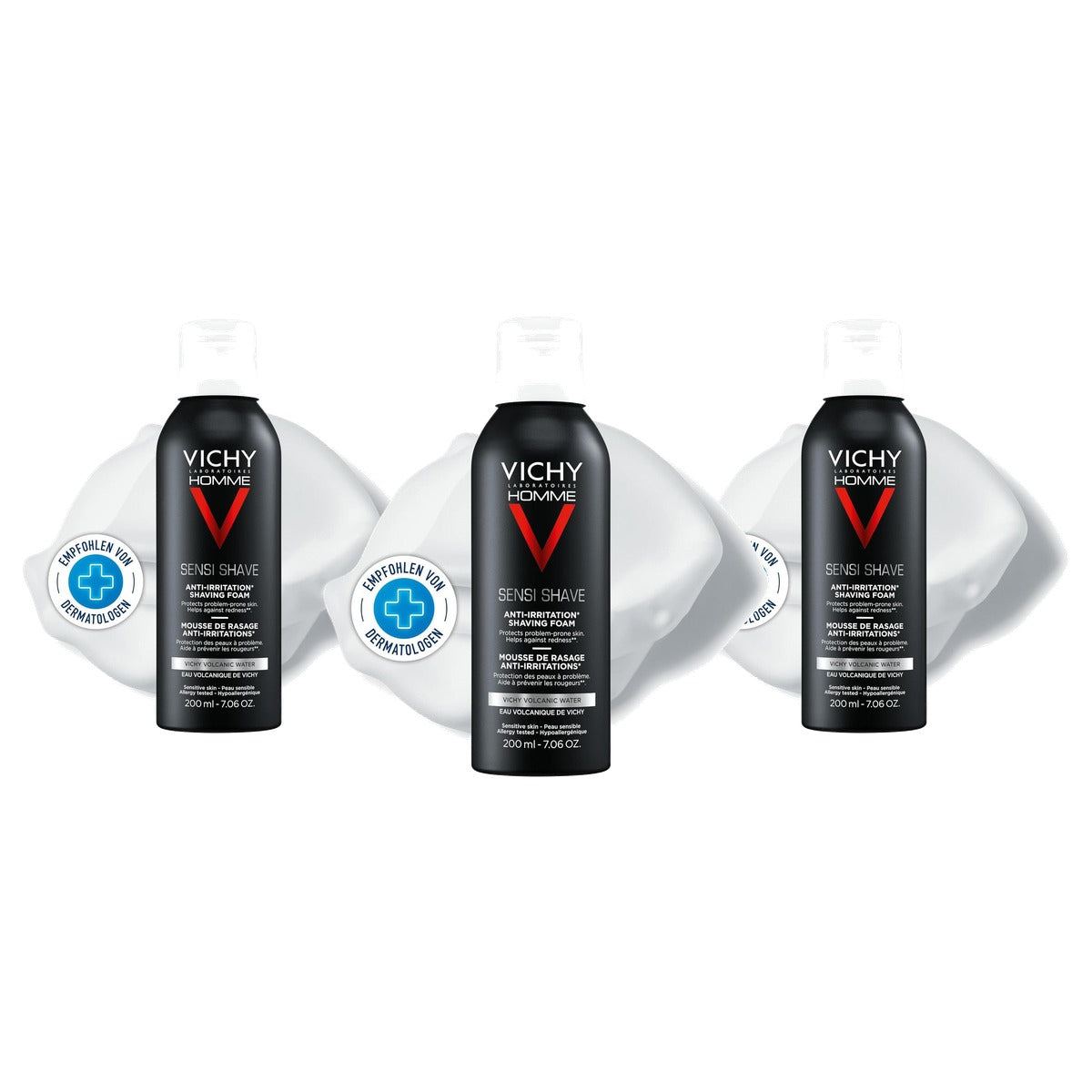 Vichy Homme Sensi Shave Scheerschuim voor Huidirritatie 200 ml - 3-pack