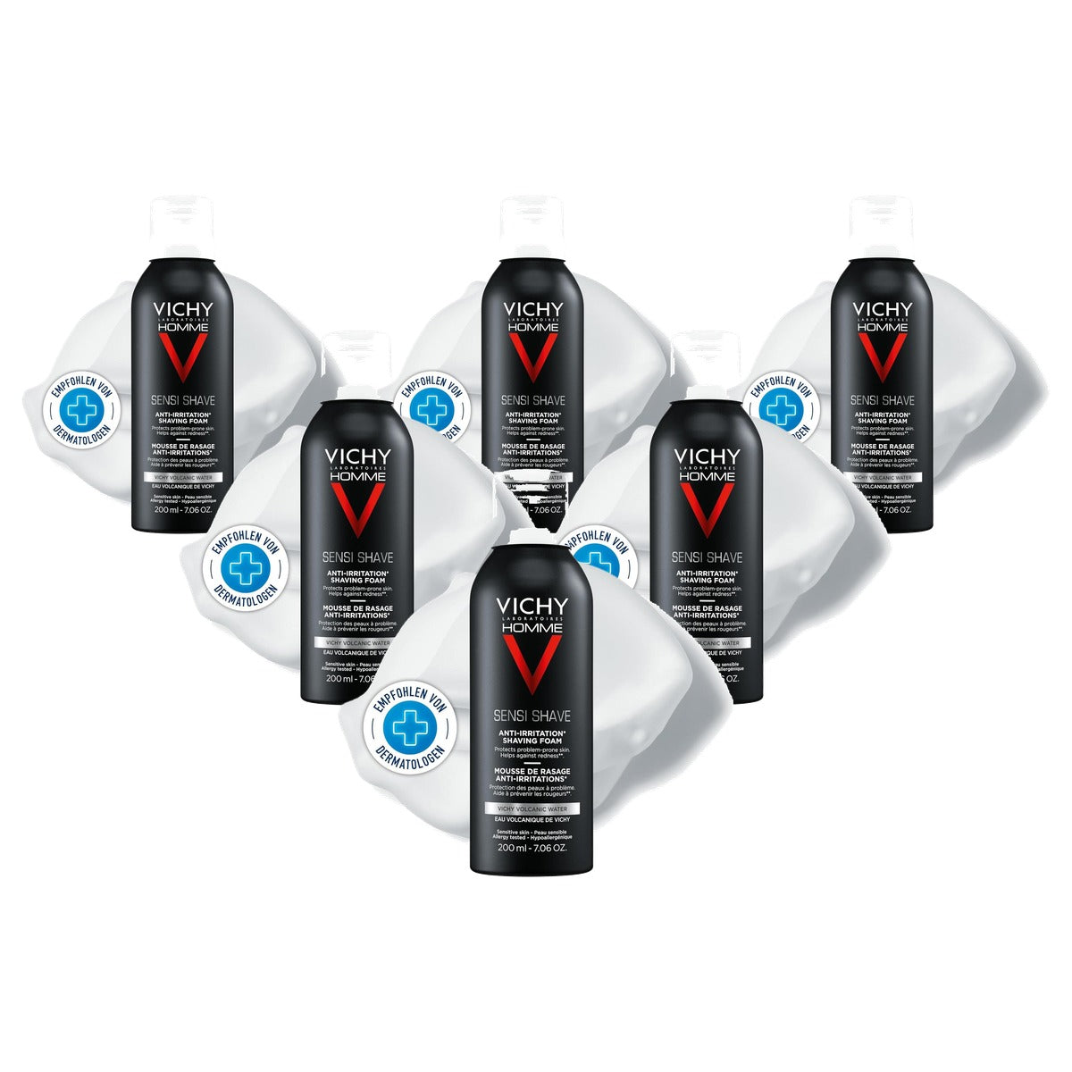 Vichy Homme Sensi Shave Scheerschuim voor Huidirritatie 200 ml - 6-pack