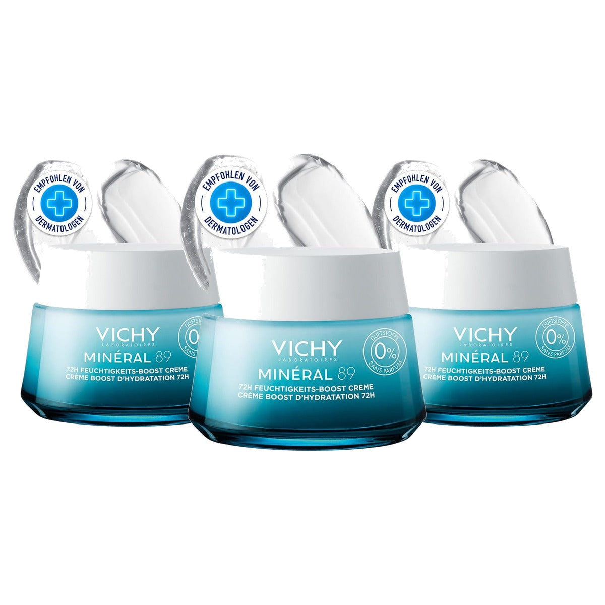 Vichy Mineral 89 72H Vochtboost-crème voor Normale Huid 50 ml - 3-pack