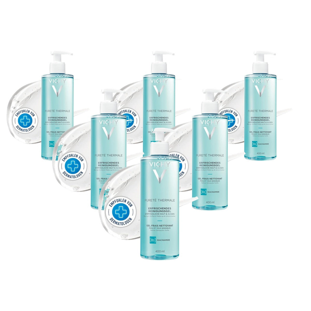 Vichy Pureté Thermale Verfrissende Reinigingsgel 400 ml - 6-pack