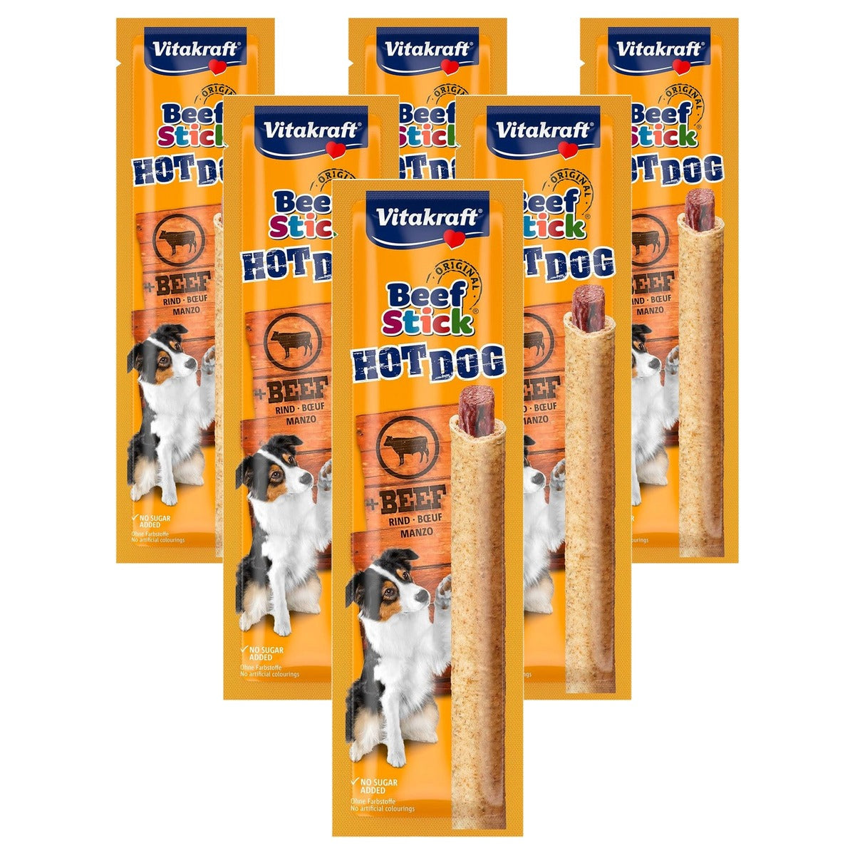 Vitakraft Beef Stick Hot Dog hondensnack rundvlees 1 x 30 g - 6-pack